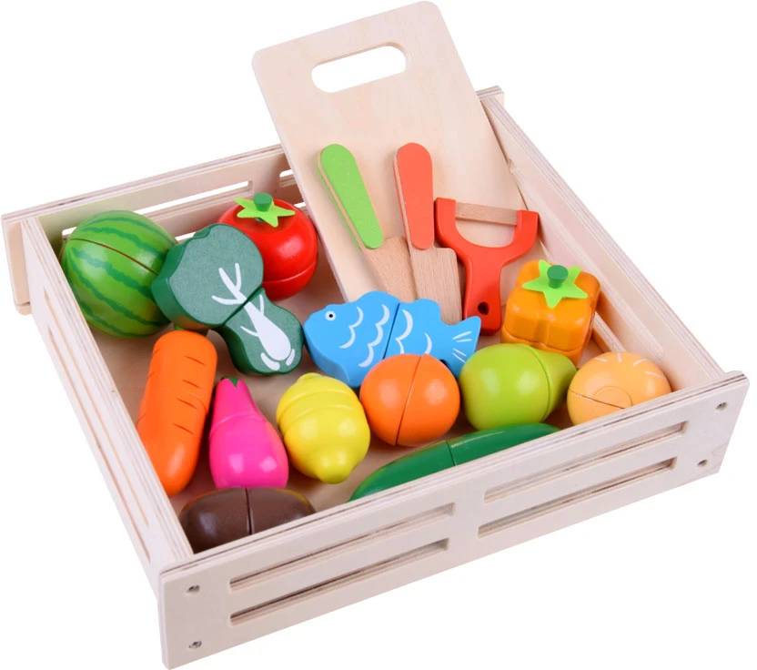 Jokomisiada Wooden fruit and vegetable cutting board with magnet, BOX, knife, ZA4121