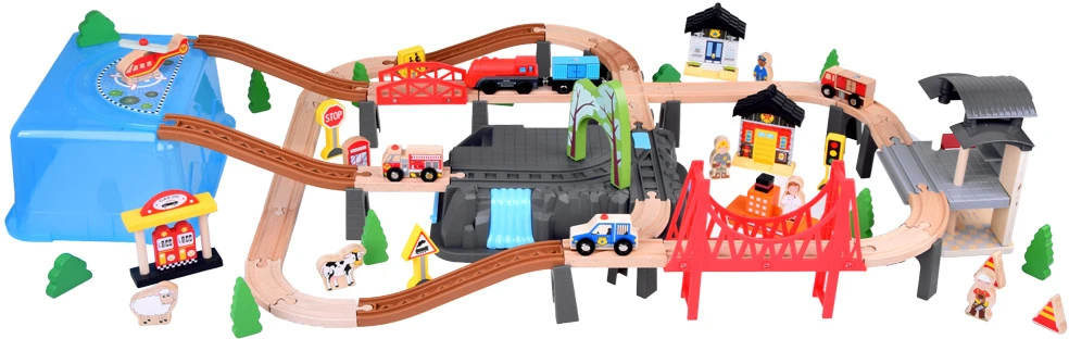 Jokomisiada Mediniai traukinių blokai Build a City Train Locomotive 100 vnt ZA5380