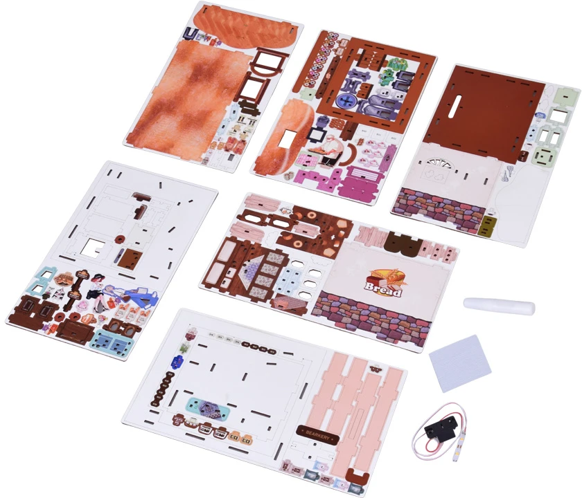 Jokomisiada Wooden 3D Dėlionė Bakery building series 179 elements lighting ZA6013