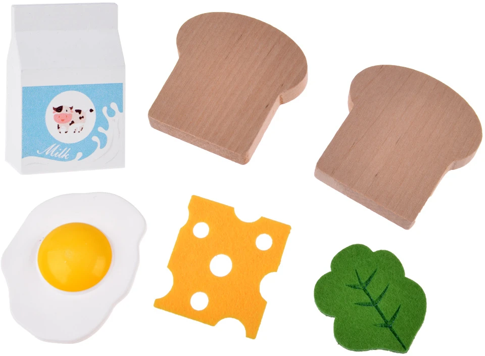Jokomisiada Wooden Set Toaster Coffee Machine Mixer + Accessories – Small Pretend Play Appliances ZA5929