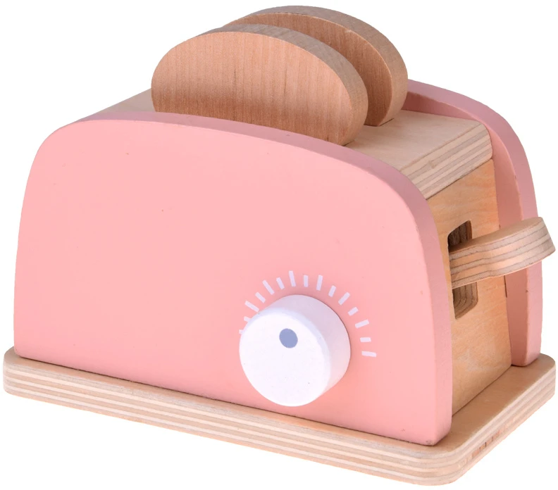 Jokomisiada Wooden Set Toaster Coffee Machine Mixer + Accessories – Small Pretend Play Appliances ZA5929