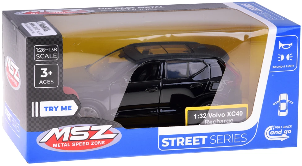 Jokomisiada Metalo automobilio modelis „Volvo XC40“ įkrovimo skalė 1:32 skamba šviesiai ZA4614