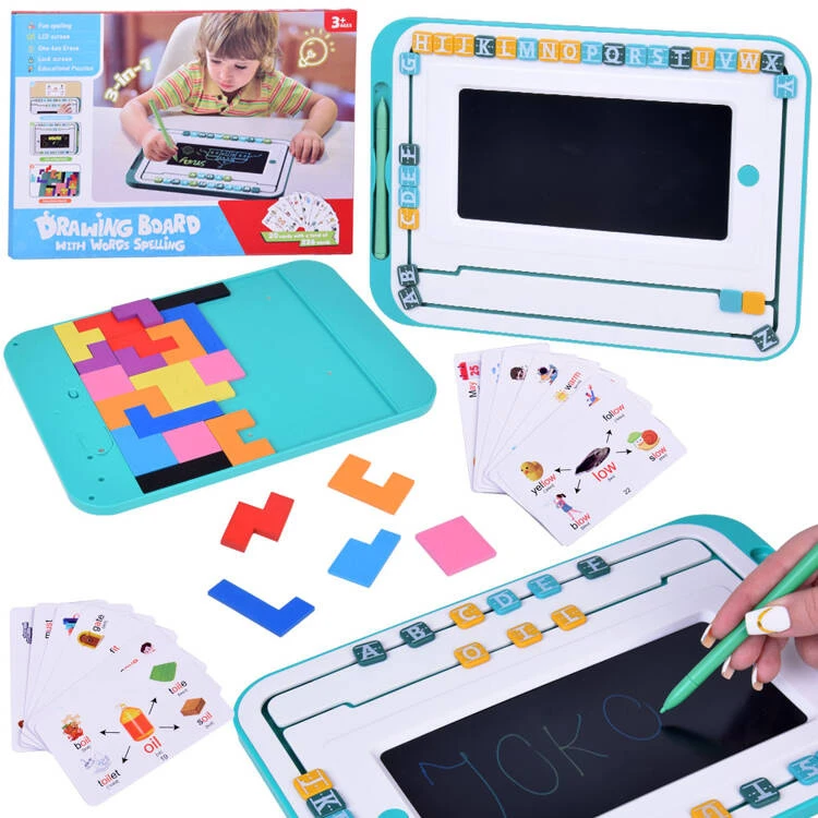 Jokomisiada Mokomasis rinkinys 3in1 LCD lenta + kortelės ANGLŲ KALBOS MOKYMUI TA0113