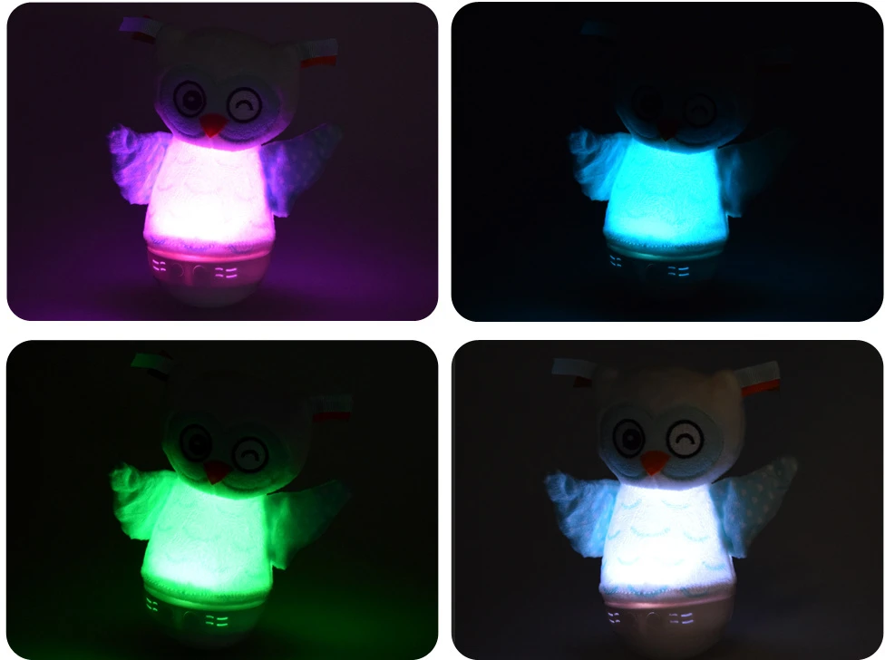 Jokomisiada Naktinė lempa + muzikinė dėžutė 2 viename OWL miego priemonė - spalvą keičianti LED lemputė ZA5190