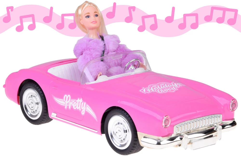 Jokomisiada Remote-Control Retro Cadillac Car + Elegant Doll in Fur RC0745