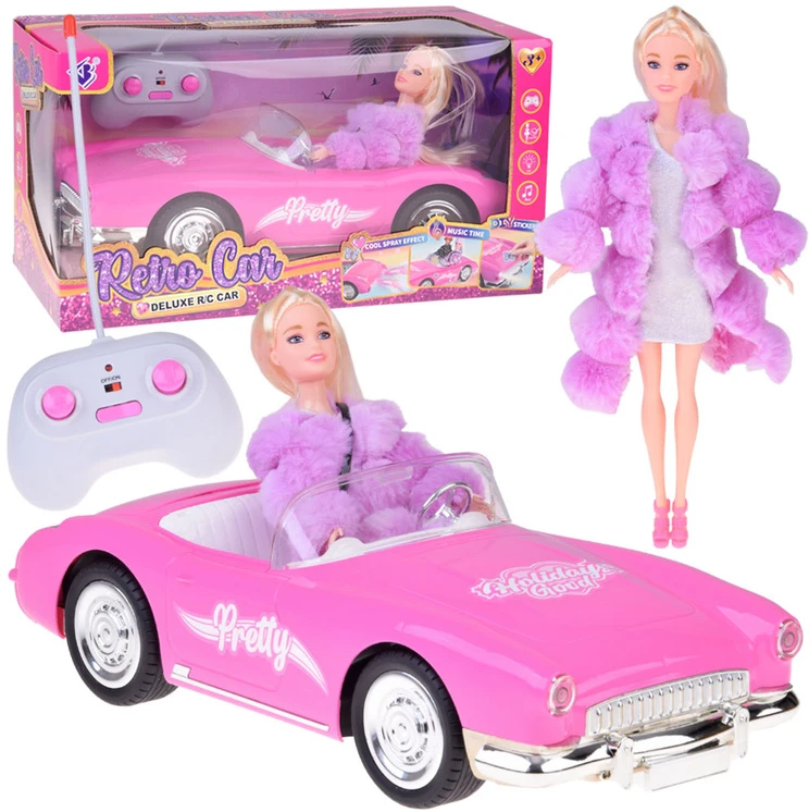 Jokomisiada Remote-Control Retro Cadillac Car + Elegant Doll in Fur RC0745