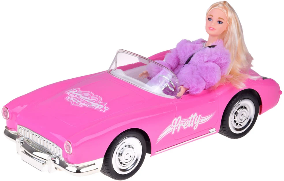 Jokomisiada Remote-Control Retro Cadillac Car + Elegant Doll in Fur RC0745