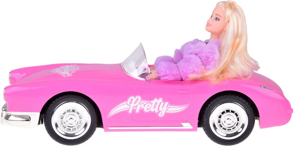 Jokomisiada Remote-Control Retro Cadillac Car + Elegant Doll in Fur RC0745