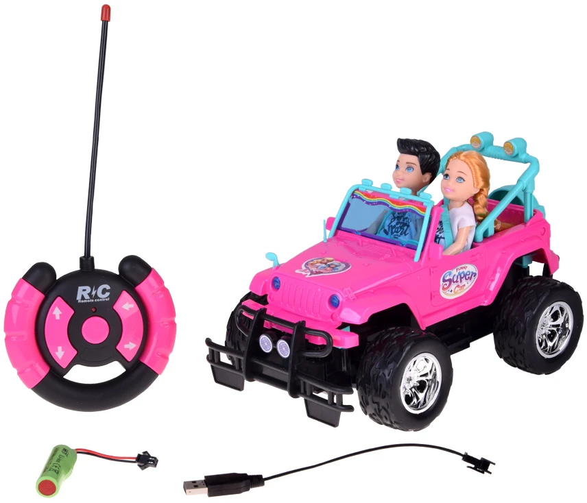 Jokomisiada Remote-controlled Rožinis CAR for dolls + boy and girl RC0734