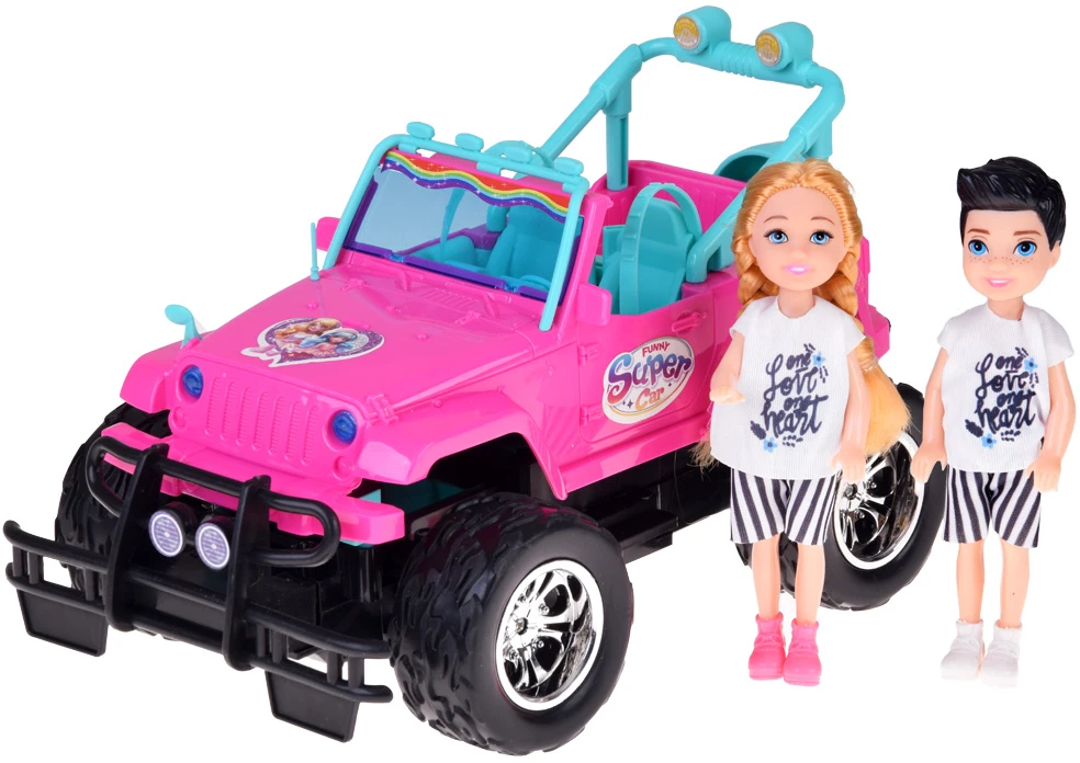 Jokomisiada Remote-controlled Rožinis CAR for dolls + boy and girl RC0734