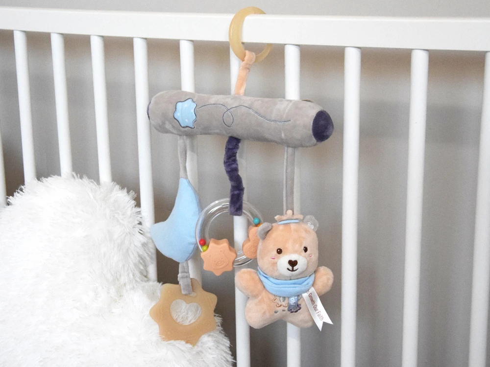 Jokomisiada Crib Hanging Toy with Teddy and Teether – Newborn Gift ZA5878