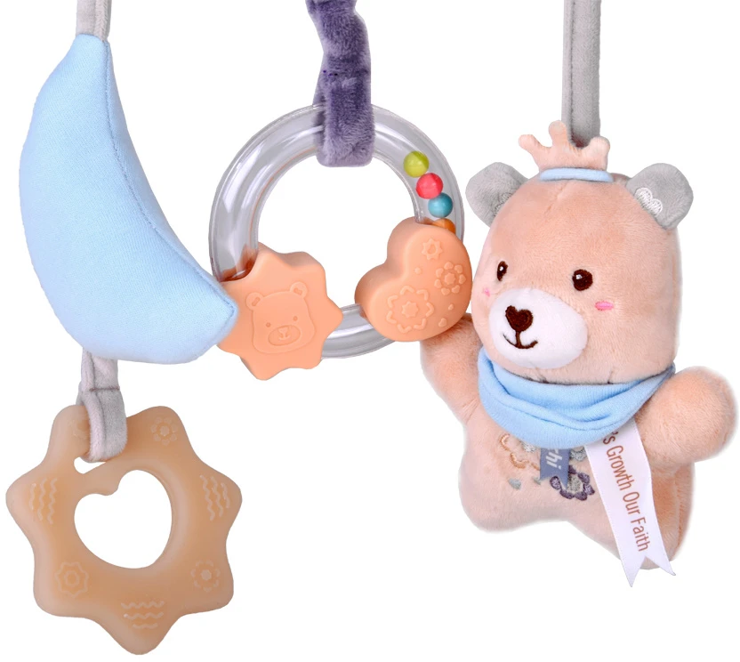 Jokomisiada Crib Hanging Toy with Teddy and Teether – Newborn Gift ZA5878