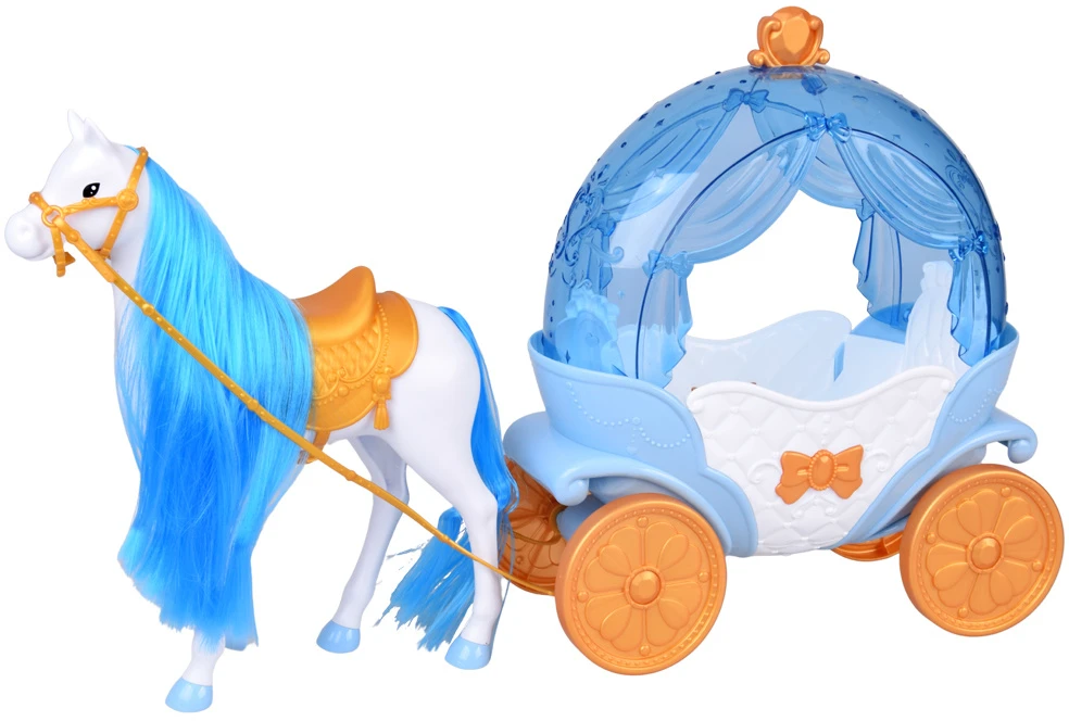 Jokomisiada Fairytale princess doll in a ball gown + royal carriage horse ZA5705
