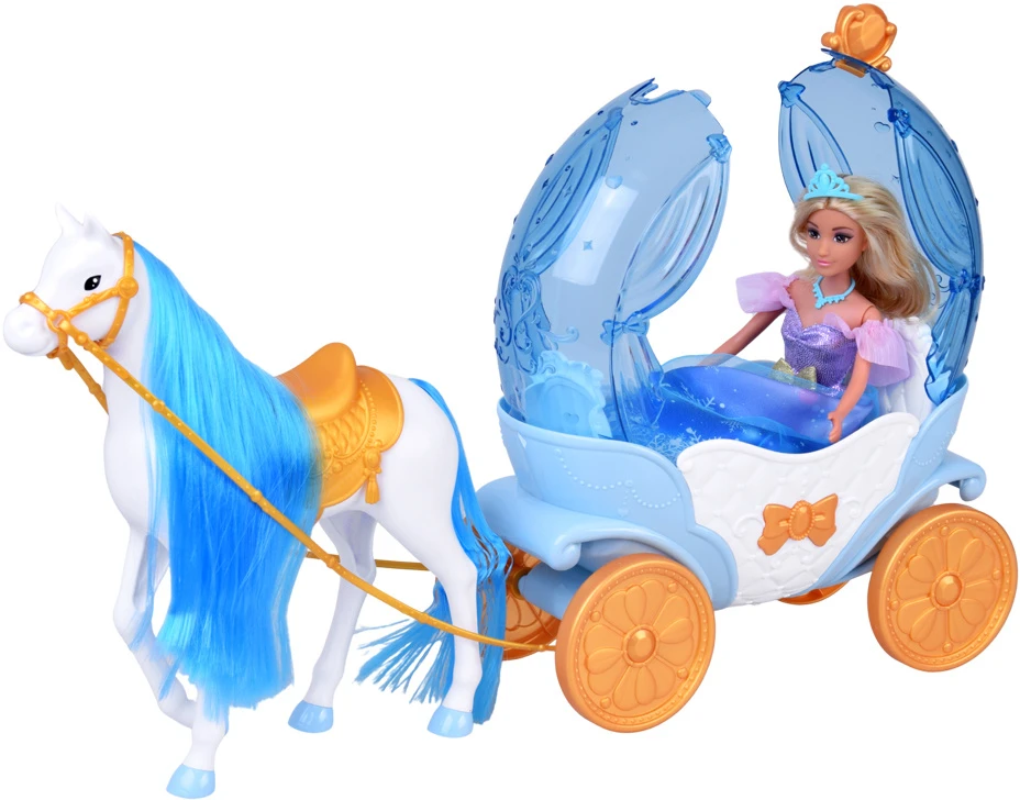 Jokomisiada Fairytale princess doll in a ball gown + royal carriage horse ZA5705