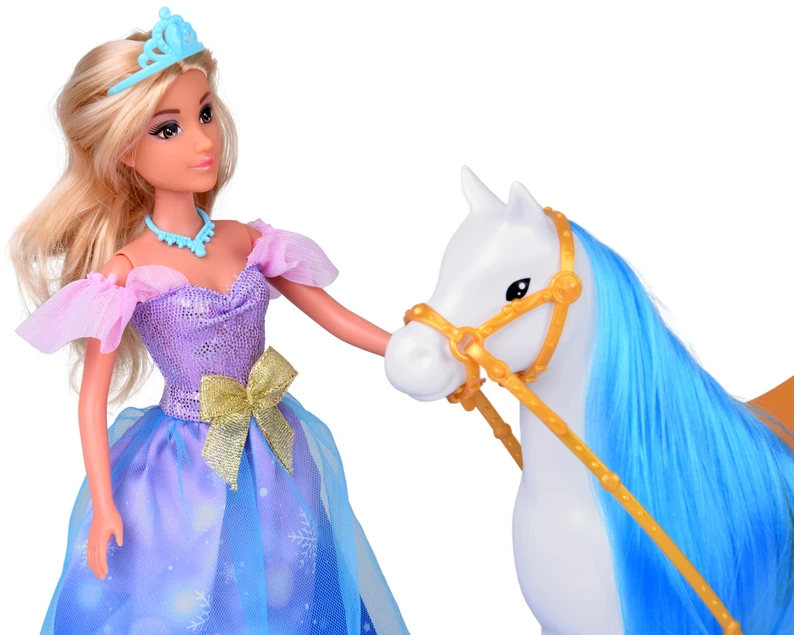 Jokomisiada Fairytale princess doll in a ball gown + royal carriage horse ZA5705