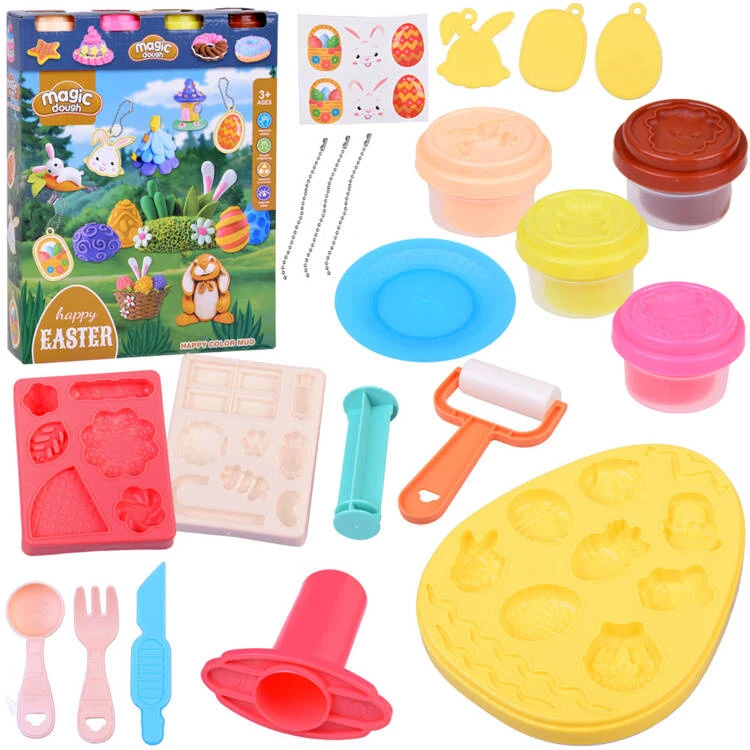Jokomisiada Pastelinis rinkinys EASTER Plastilinas + formelės + lipdukai ZA5506