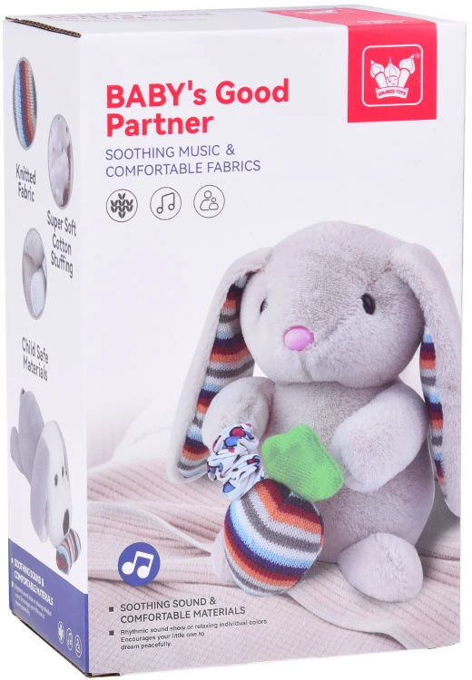 Jokomisiada pliušinis zuikučio muzikinė dėžutė žaislinis talismanas lopšinė ZA5585
