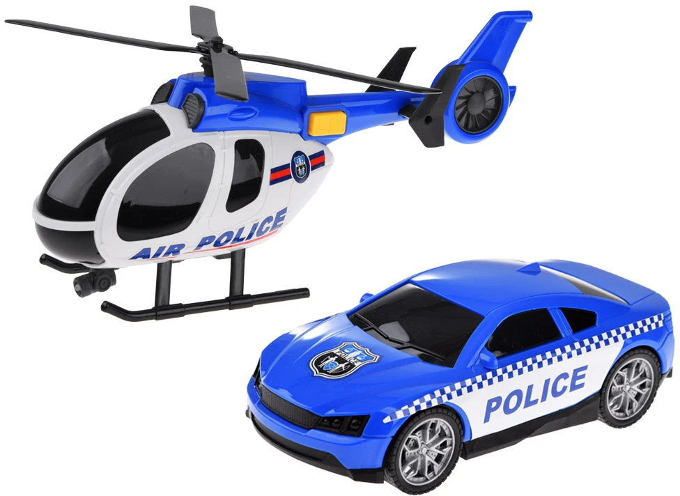 Jokomisiada Policijos transporto priemonių rinkinys Auto Helicopter Sound Light ZA4626