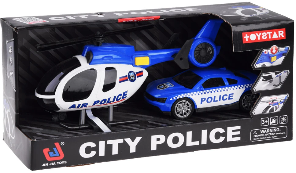 Jokomisiada Policijos transporto priemonių rinkinys Auto Helicopter Sound Light ZA4626