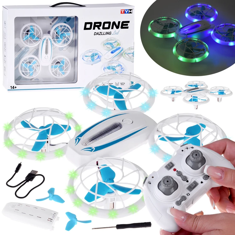 Jokomisiada AEF41 kvadrokopterio LED dronas su nuotolinio valdymo pultu, įspūdinga akrobatika, lengvas valdymas RC0737