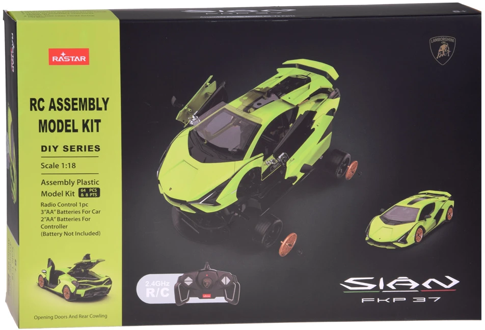 Jokomisiada Rastar 1:18 modelis Sian FKP37 nuotolinio valdymo automobiliui surinkti