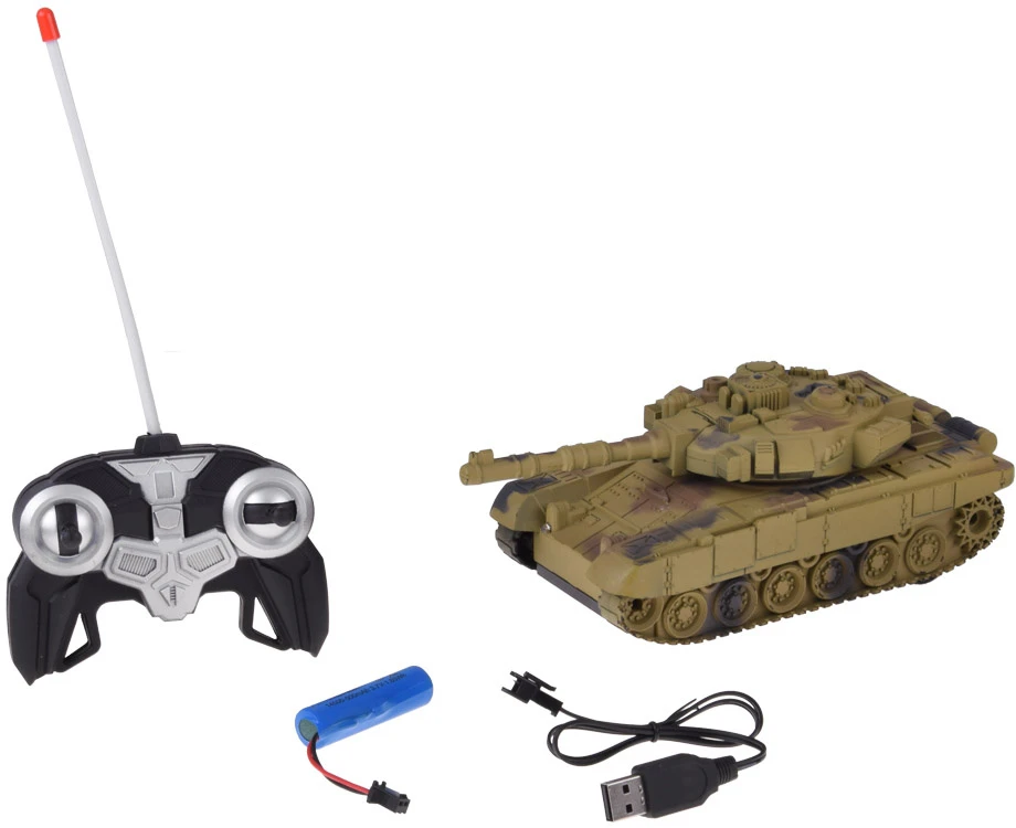 Jokomisiada RC Tank with Remote Control, Rotating Turret, Lights, Realistic Sound
