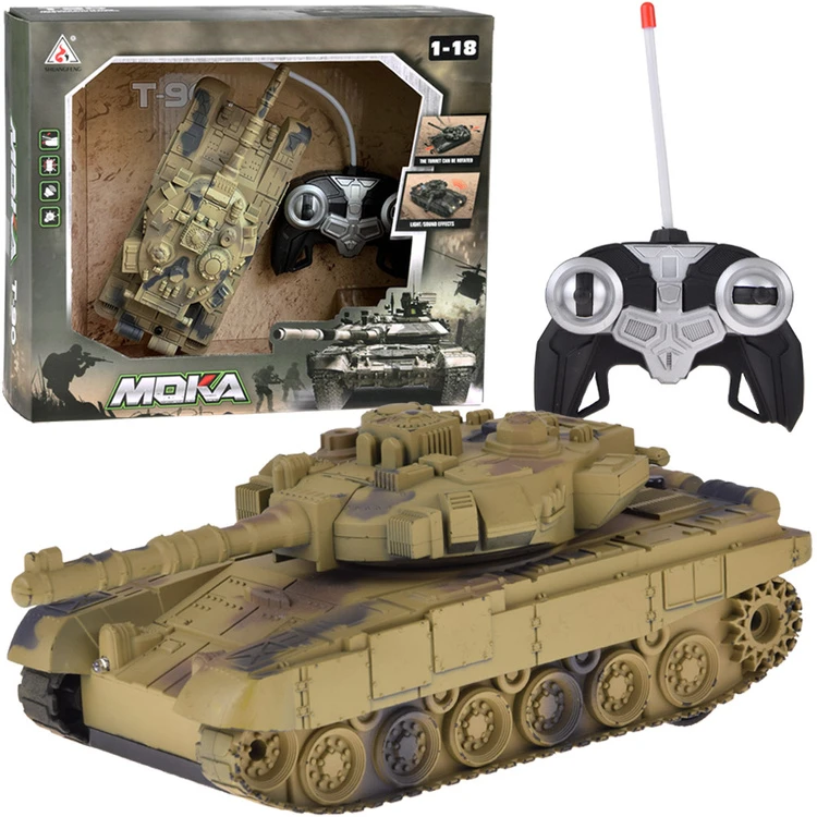 Jokomisiada RC Tank with Remote Control, Rotating Turret, Lights, Realistic Sound