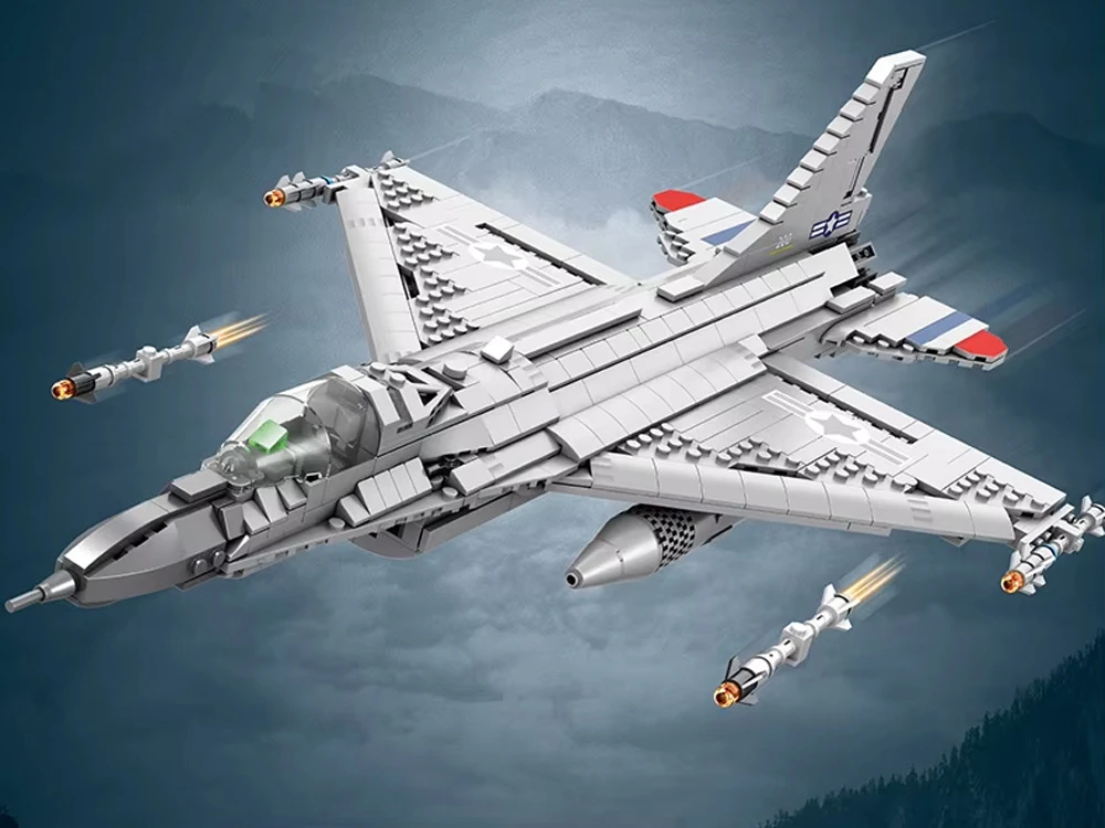 Jokomisiada Reobrix F16 naikintojas lėktuvų statybos blokeliai