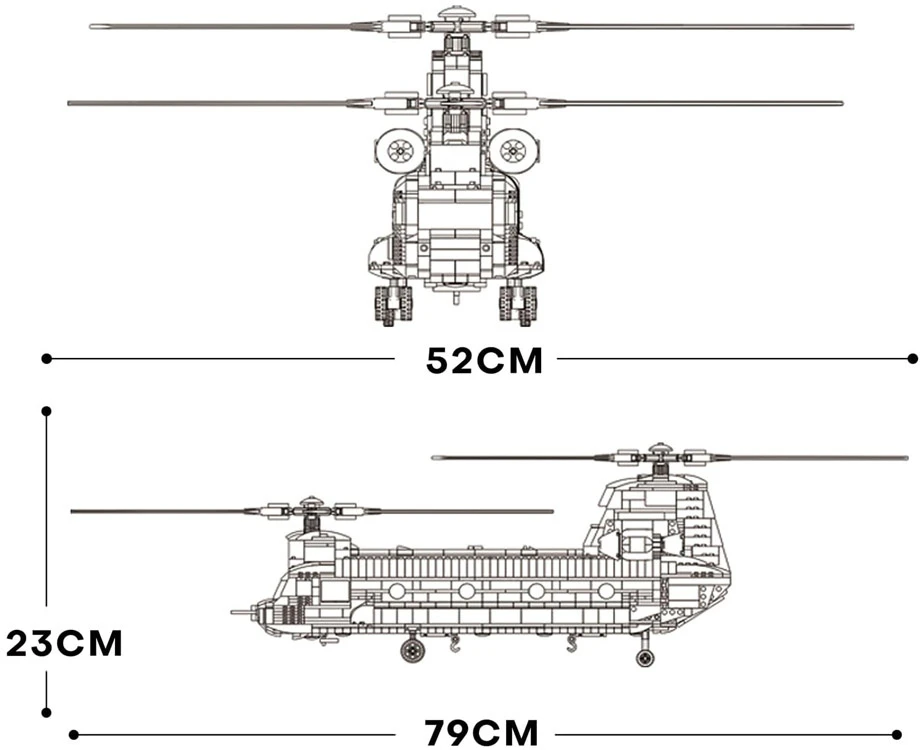 „Jokomisiada Reobrix“ licencijuoti statybiniai blokai CH-47 „Chinook“ sraigtasparnis, 1458 vnt. ZA5802