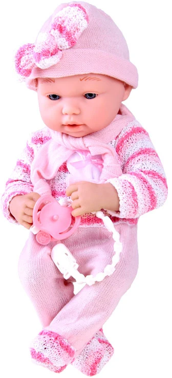 Jokomisiada Rinkinys Rožinė BOBAS Girl Doll Čiulptukas ant grandinėlės + Antklodė ZA4353