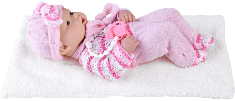 Jokomisiada Rinkinys Rožinė BOBAS Girl Doll Čiulptukas ant grandinėlės + Antklodė ZA4353