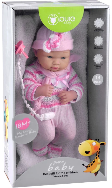 Jokomisiada Rinkinys Rožinė BOBAS Girl Doll Čiulptukas ant grandinėlės + Antklodė ZA4353