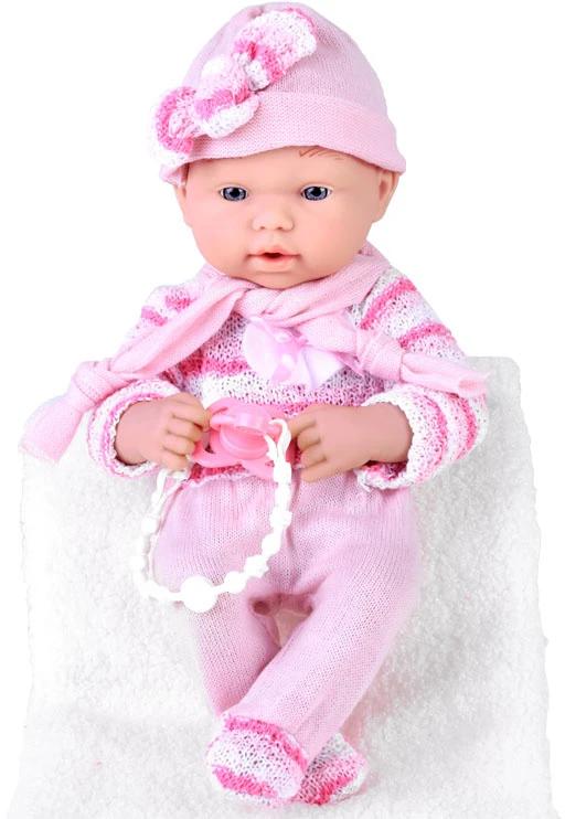 Jokomisiada Rinkinys Rožinė BOBAS Girl Doll Čiulptukas ant grandinėlės + Antklodė ZA4353