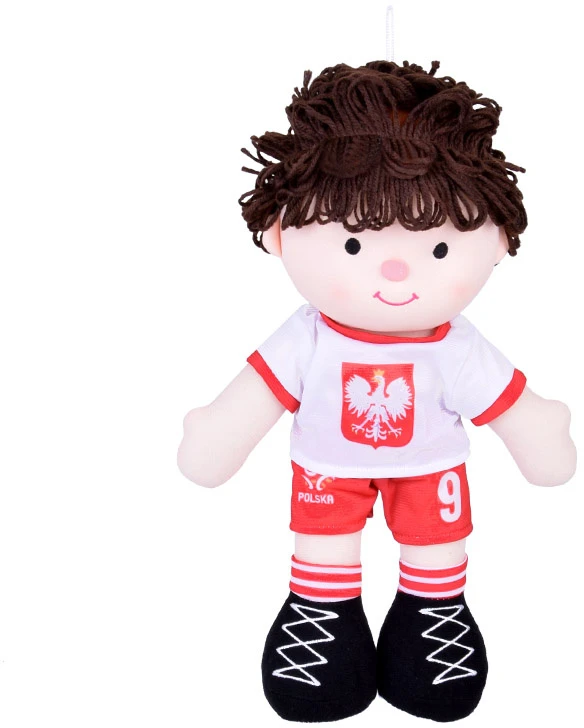 Jokomisiada Rag doll LENKIJOS futbolininkas Nr. 9 - futbolo kamuolys Minkšta medžiaga ZA5477