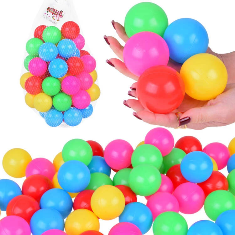 Jokomisiada Spalvoti kamuoliukai Baseino kamuoliukai 6 cm 50vnt. minkštų plastikinių kamuoliukų ZA5411