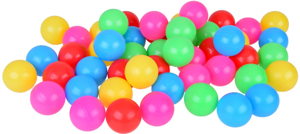 Jokomisiada Spalvoti kamuoliukai Baseino kamuoliukai 6 cm 50vnt. minkštų plastikinių kamuoliukų ZA5411