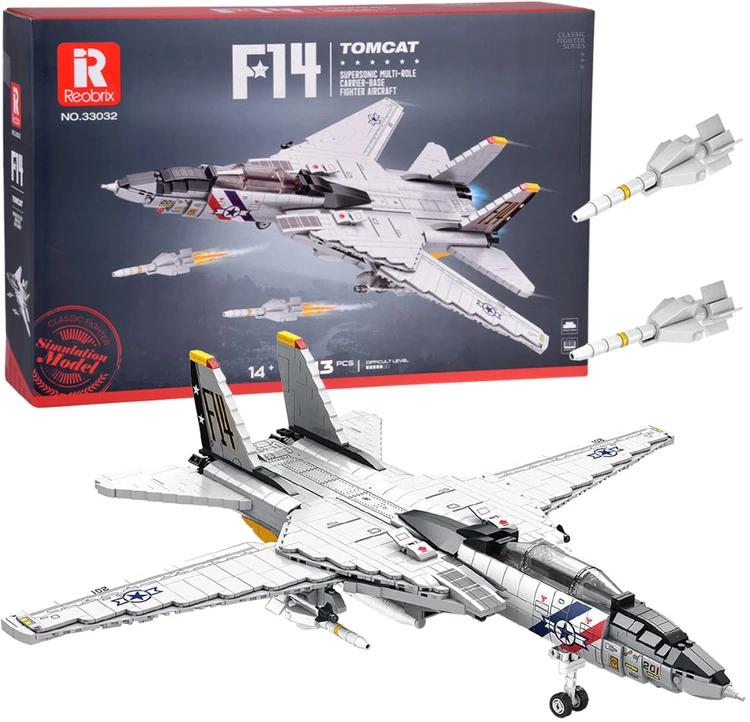 Jokomisiada Techniniai blokai F-14 Tomcat 1600 dalių Amerikiečių naikintuvas ZA5301