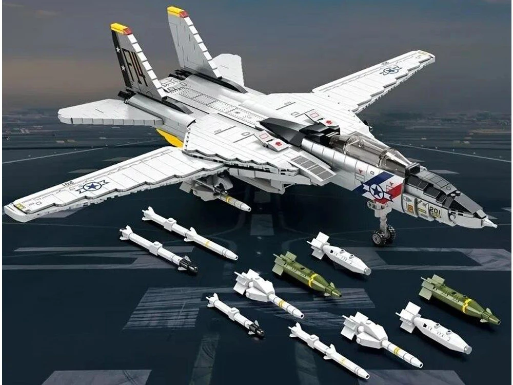 Jokomisiada Techniniai blokai F-14 Tomcat 1600 dalių Amerikiečių naikintuvas ZA5301