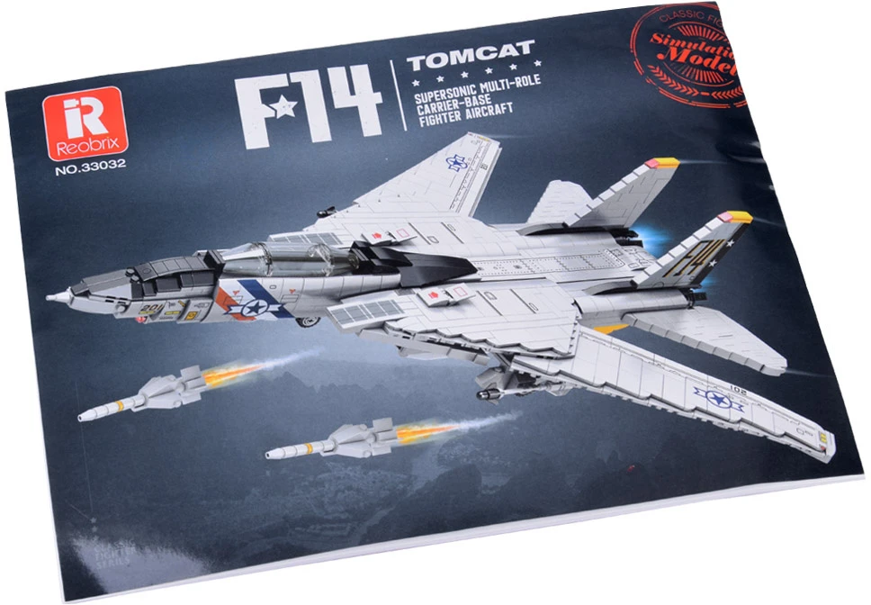 Jokomisiada Techniniai blokai F-14 Tomcat 1600 dalių Amerikiečių naikintuvas ZA5301