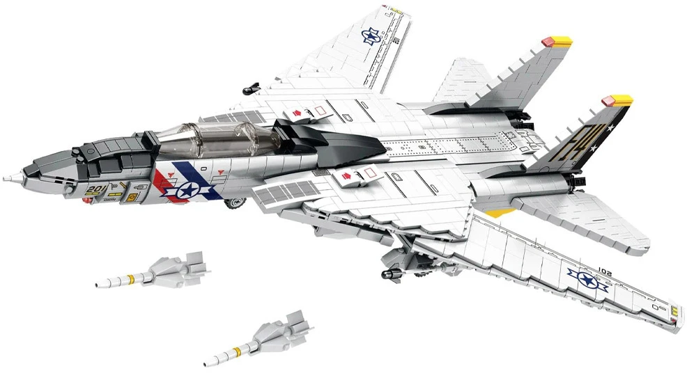 Jokomisiada Techniniai blokai F-14 Tomcat 1600 dalių Amerikiečių naikintuvas ZA5301