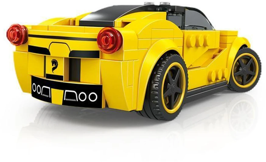 Jokomisiada Techniniai kaladėlės Sportinis automobilis Geltonas 143 detalės + lipdukai ZA5742