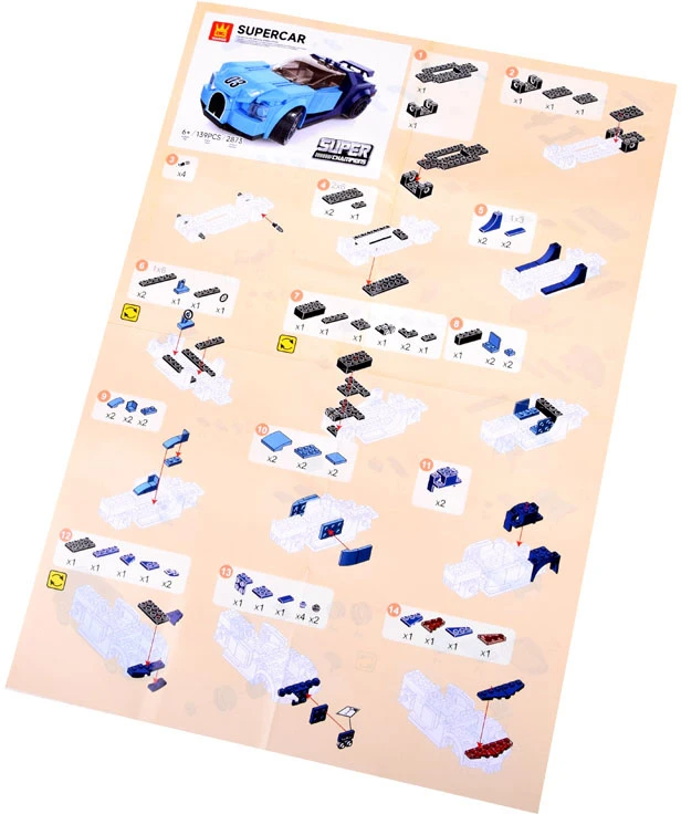 Jokomisiada Technical blocks Sports car Mėlynas 139-pieces + stickers ZA4288