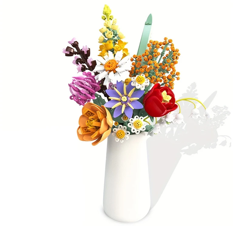 Jokomisiada Technical blocks flowers FLOWER BOUQUET ceramic vase 1070 pieces ZA5865