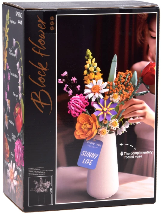 Jokomisiada Technical blocks flowers FLOWER BOUQUET ceramic vase 1070 pieces ZA5865