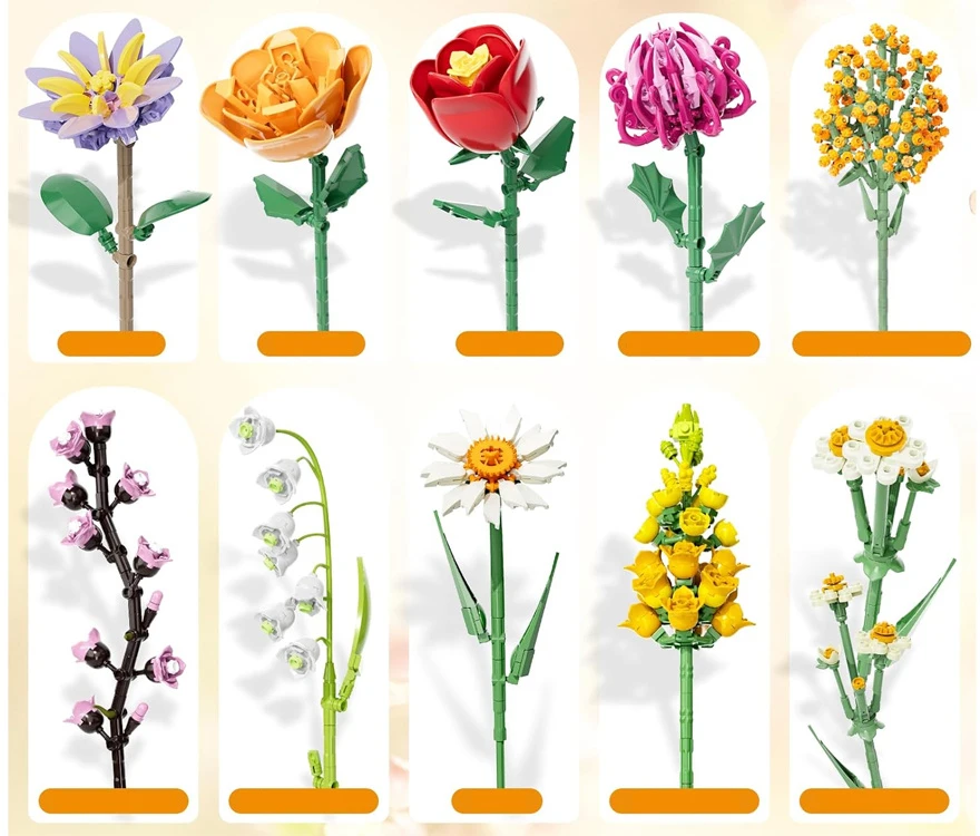 Jokomisiada Technical blocks flowers FLOWER BOUQUET ceramic vase 1070 pieces ZA5865