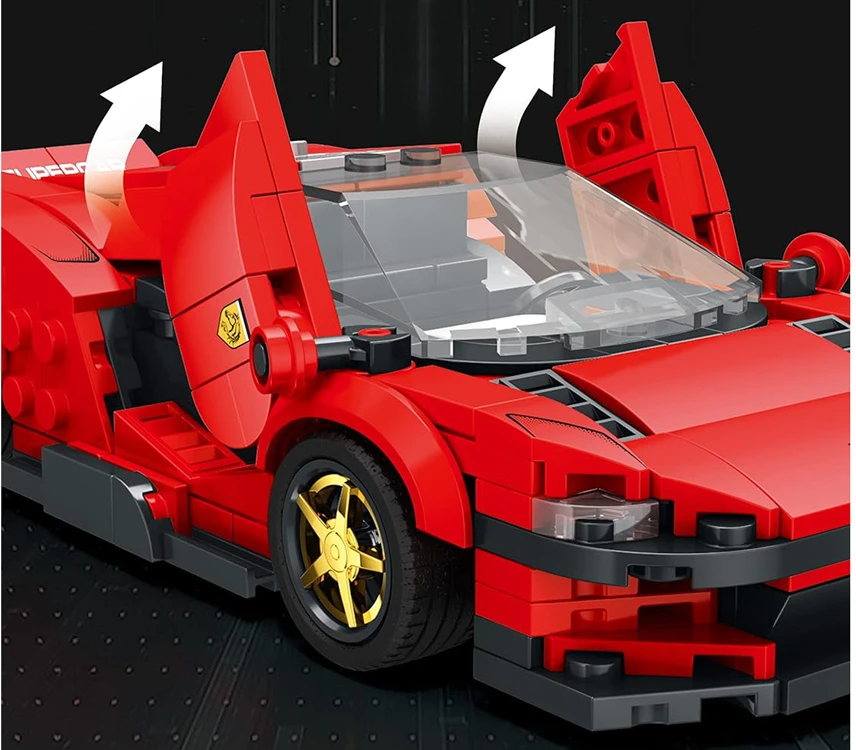 Jokomisiada Techniniai kaladėlės Futuristinis automobilis Raudonas pakeliamos durys 275 dalys ZA5794
