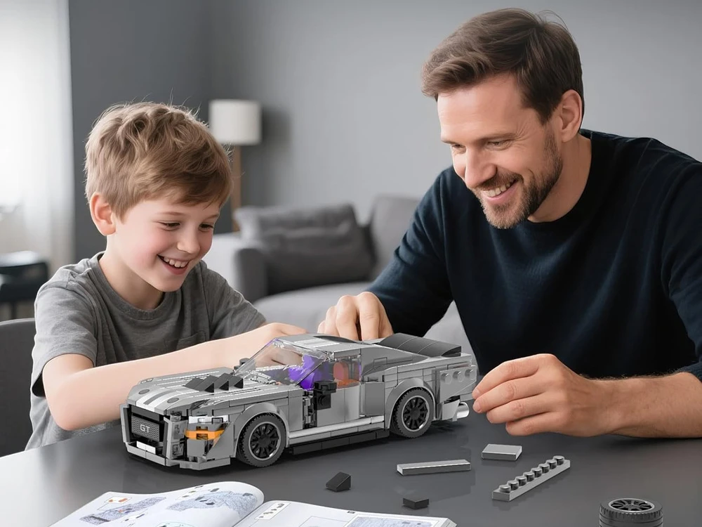 Jokomisiada Techniniai blokeliai PILKAS sportinis automobilis iš 1960-ųjų, 437 dalys ZA5783