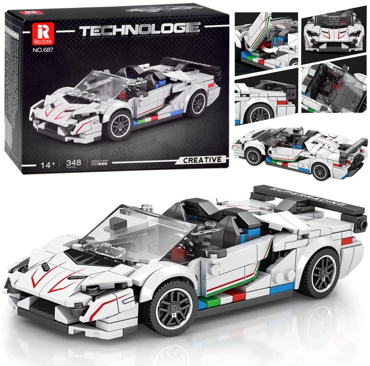 Jokomisiada Techniniai blokeliai Super sportinio automobilio Baltas CABRIOLET spoileris 348 dalys ZA5787