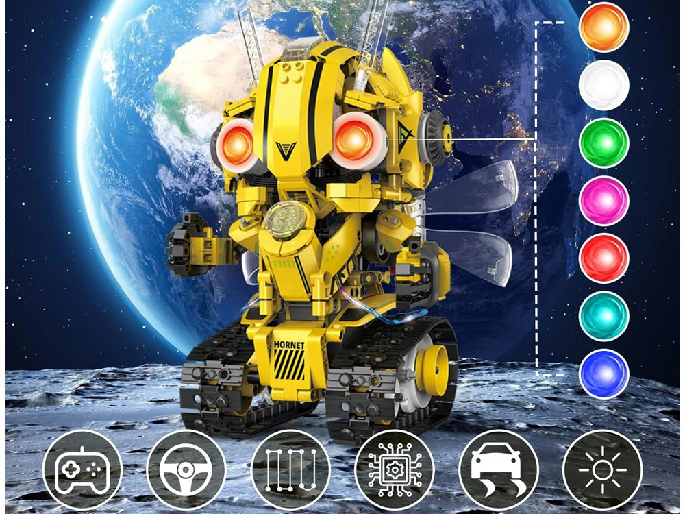 Jokomisiada Technical Blocks Robots Pro 5-in-1 rinkinys Nuotolinio valdymo pultas + LED lemputė, 673 vnt. RC0743