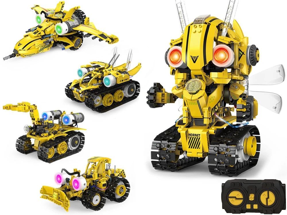 Jokomisiada Technical Blocks Robots Pro 5-in-1 rinkinys Nuotolinio valdymo pultas + LED lemputė, 673 vnt. RC0743